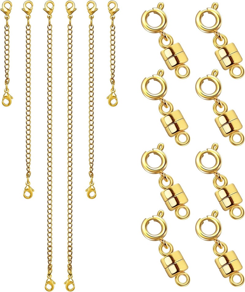 MKCYD Necklace Extender and Magnetic Necklace Clasp, Magnetic Clasps for Bracelet Extenders Gold Chain Extension for Jewelry Repair Kit - Image 1